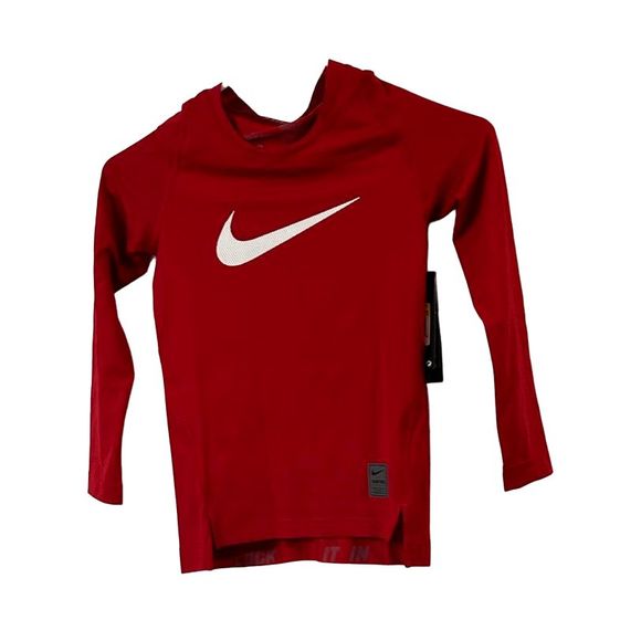 NEW Boys Medium NIKE Cool HBR Compression Long Sleeve Tee 726460-687 Red - Picture 3 of 3